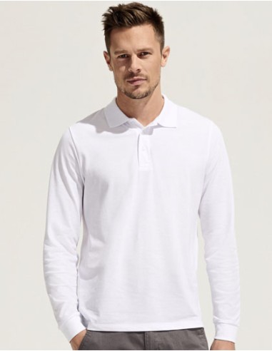 SOL-03983-Unisex Long Sleeve Polycotton Polo Shirt